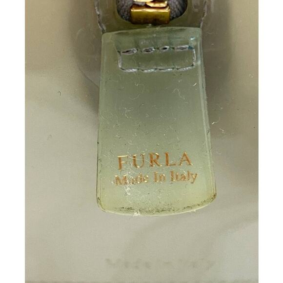 Furla Candy Clear Ivory Blue Large Rubber Satchel Bag Purse 11" X 8.5" - Picture 8 of 8